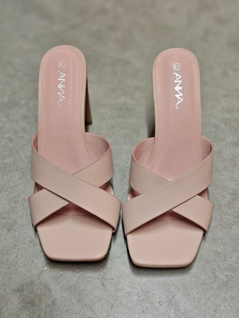 Womens Pink Block Heel Sandals With Criss-Cross Straps & Square Toe Design - Picture 2 of 14